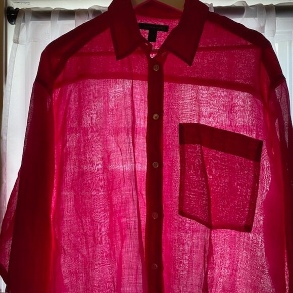 Banana Republic Sheer Hot Pink Shirt - Picture 6 of 6